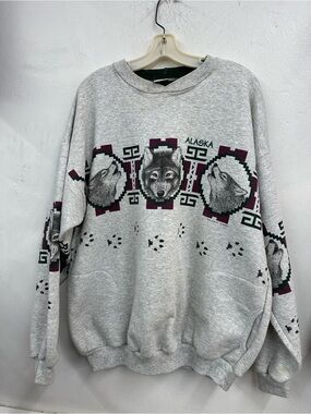 Art unlimited Alaska Wolf Graphic Crewneck Sweater AOP single stitch size xxl